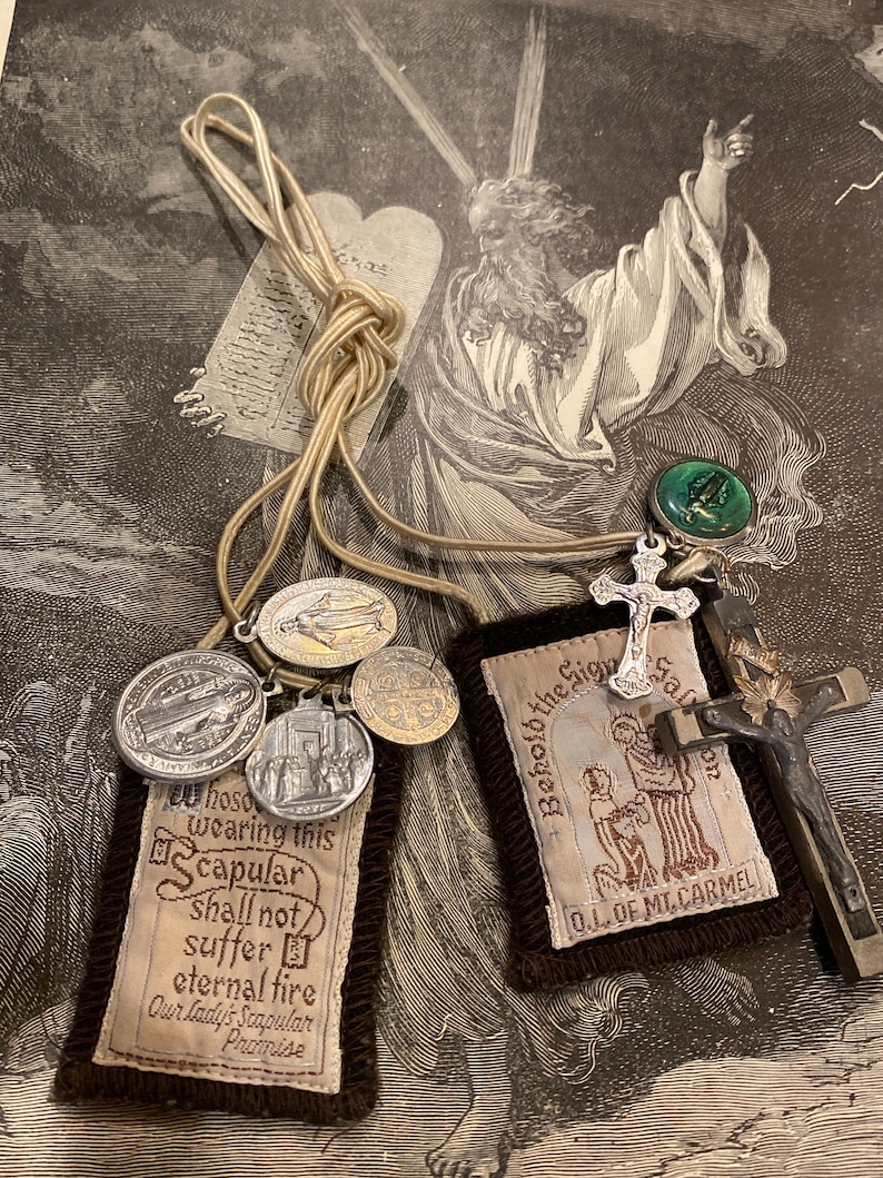 Vintage Scapular , Antique Crucifix, Devotion Medals - Etsy
