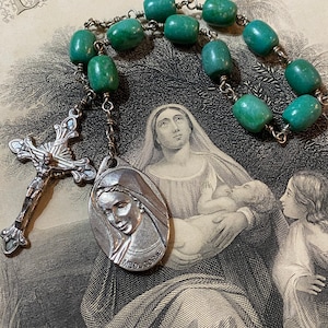 Vintage Italian Handmade Large Chaplet , One Decade Rosary , Italy Crucifix Chaplet