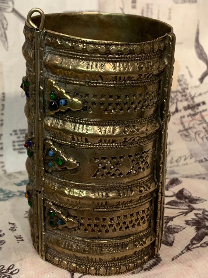 Vintage Tribal Two Hinge Pakistan Statement Cuff Bracelet