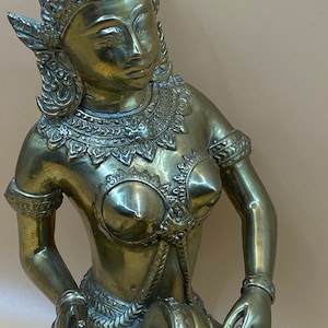 Vintage Brass Teppanom Thai Angel Guardian, Thai Brass Temple Protector Brass Statue , Brass Buddhist Gatekeeper Angel Statue