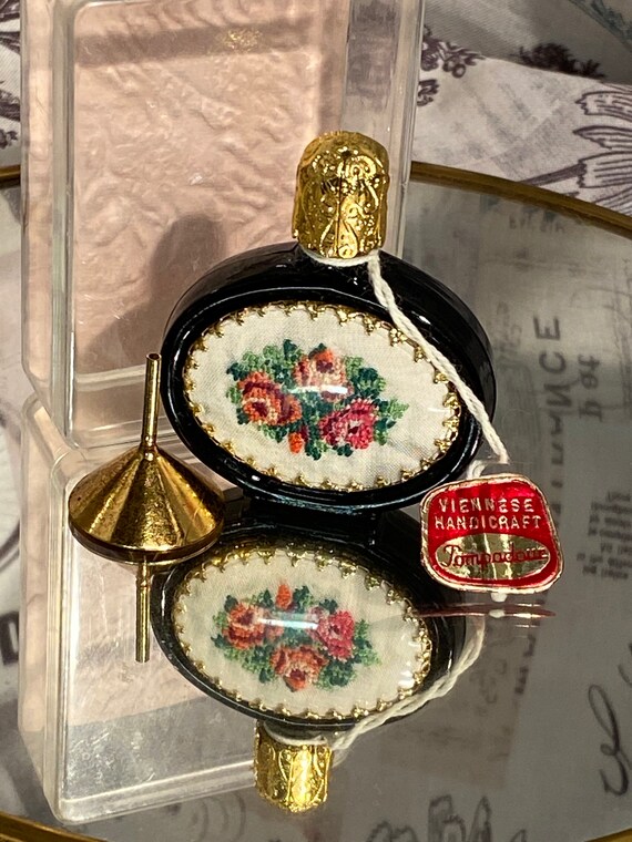 Vintage Viennese Petit Point Miniature Perfume Bottle with 