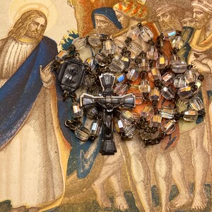 Vintage Catholic Crystal Crucifix Rosary