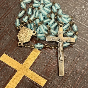 Vintage Glass Bead Prayer Crucifix Rosary