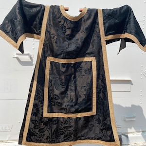 Antique Circa 1800’s Priest Vestment Garment Antique Catholic Church Gold & Black