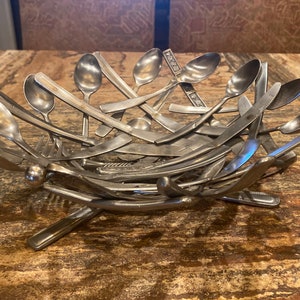 Upcycled Silverware Fruit Bowl: Handmade Farmhouse Kitchen Decor