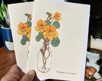 Screen-printed Nasturtium cards