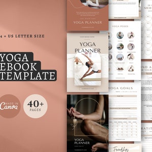 Brown Yoga Ebook Template - Editable Nutrition and Fitness Ebook Template - Digital Yoga EBook Template - Wellness Holistic Spiritual EBook
