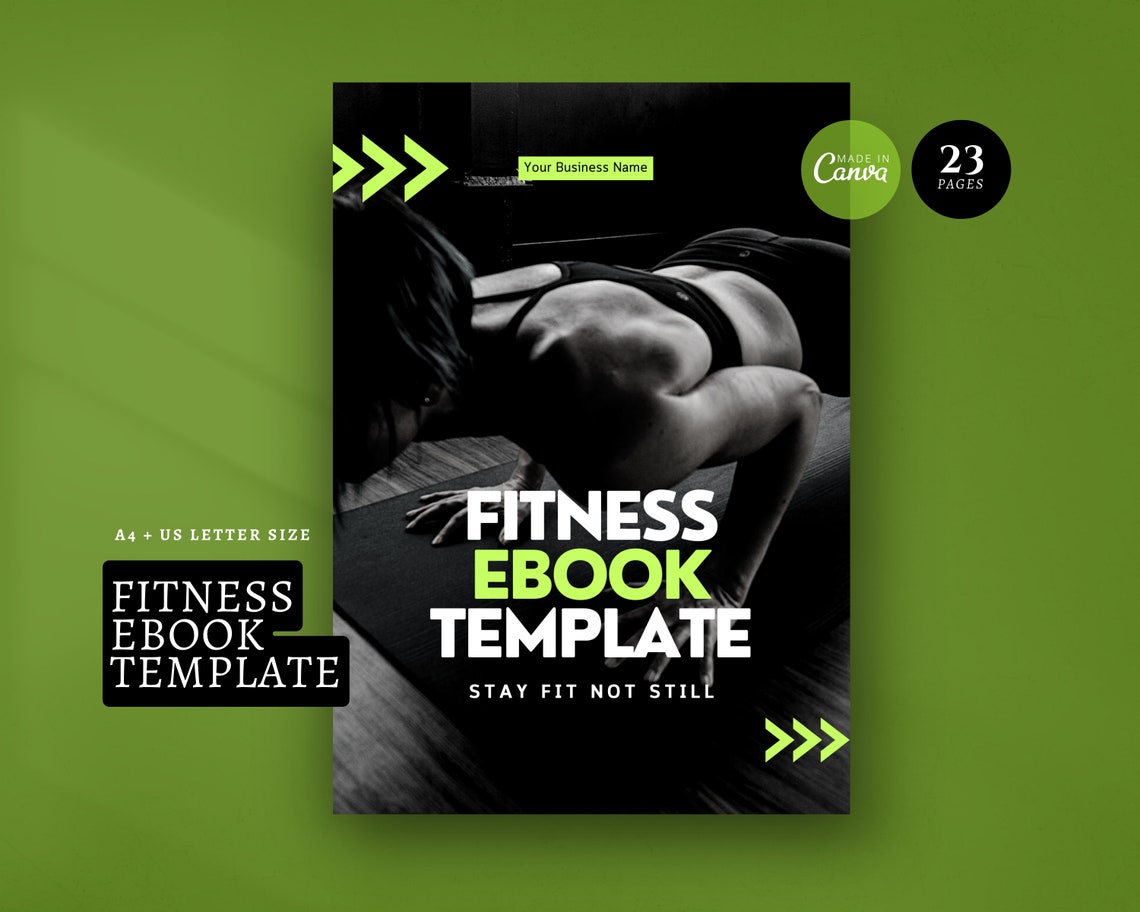 Neon Green Fitness Workbook Canva Template Wellness & Nutrition
