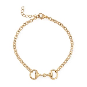 18k Gold Horse Bit Bracelet, Equestrian Jewelry, Dainty Snaffle Bit Cable Chain Bracelet Waterproof Stainless Steel Horse Lover Gift For Her