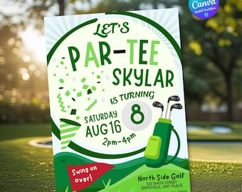 Golf Birthday Party Invitation Bachelor Golfing Invitation Mini Golf Birthday Party Putt Putt Invite Golf Party Canva Template Partee Invite