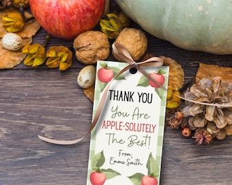 Fall Apple Themed Thank You Tag Apple Appreciation Gift Tag Teacher Appreciation Tag Printable Thank You Tag Autumn Thank You Tag Thankful