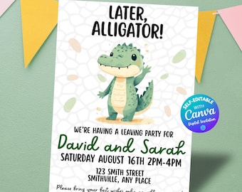 Editable Moving Party Invitation Later Alligator Digital Going Away Party Invite Crocodile Farewell Party Invitation Template Office goodbye