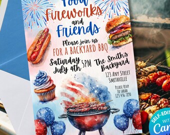 4th of july party invitation independence day invite fireworks celebration invite 4th of july party fourth of july bbq 4th of july bbq canva
