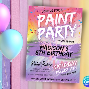 Painting Birthday Invitation Painting Invite Arts & Crafts Birthday Invitation Painting Party Invite Paint Party Birthday Invitation Paint
