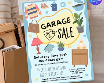 Editable Yard Sale Flyer Template Garage Sale Flyer Moving Sale Flyer Rummage Sale Flyer Neighbourhood Garage Sale Yard Sale Fundraiser Sign