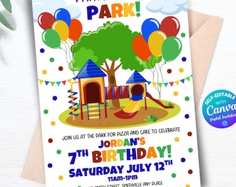 Editable Playground Birthday Invitation Printable Party In the Park Birthday Invitation Outdoor Play Invite Bounce House Birthday Invite