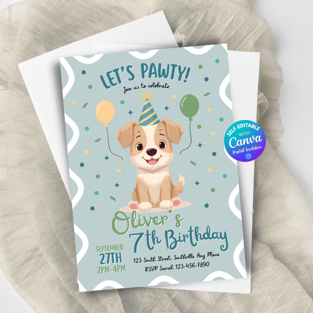 Editable Puppy Birthday Party Invitation Birthday Invitations Dogs ...