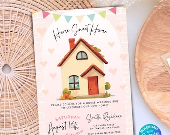 Housewarming BBQ Invitation House Warming Party Printable Invitation New Home Party Housewarming Invite Editable Invitation Template Canva