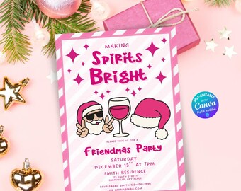 Making Spirits Bright Christmas Party Invitation Christmas Cocktail Party Invitation Template Ladies Night Christmas Invite Friendmas Party