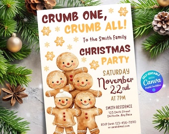Family Christmas Party Invitation Printable Christmas Party Invite Holiday Party Invitation Gingerbread Party Invite Family Gathering Xmas
