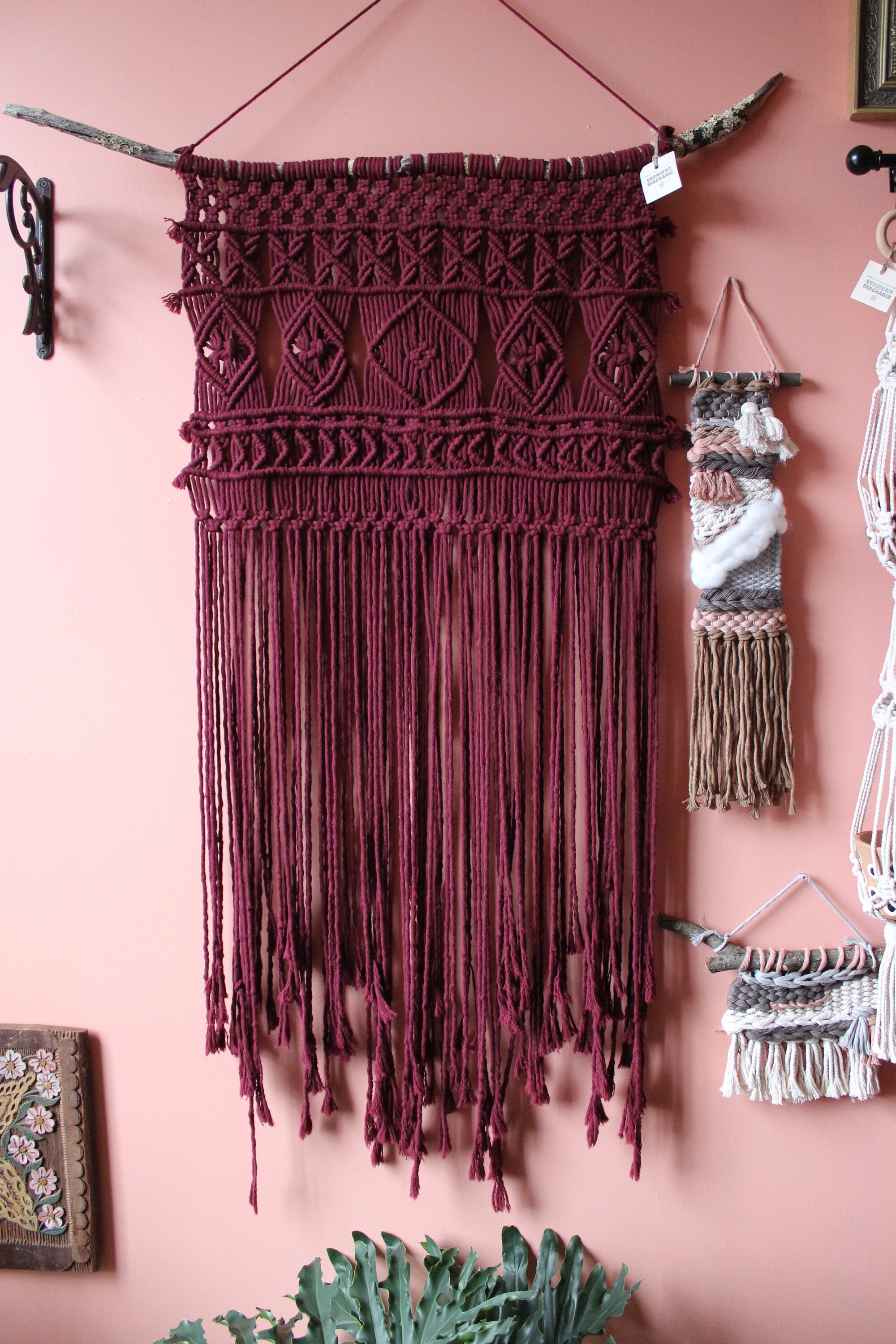 Southwest Inspired Macrame Tapestry Magenta Etsy