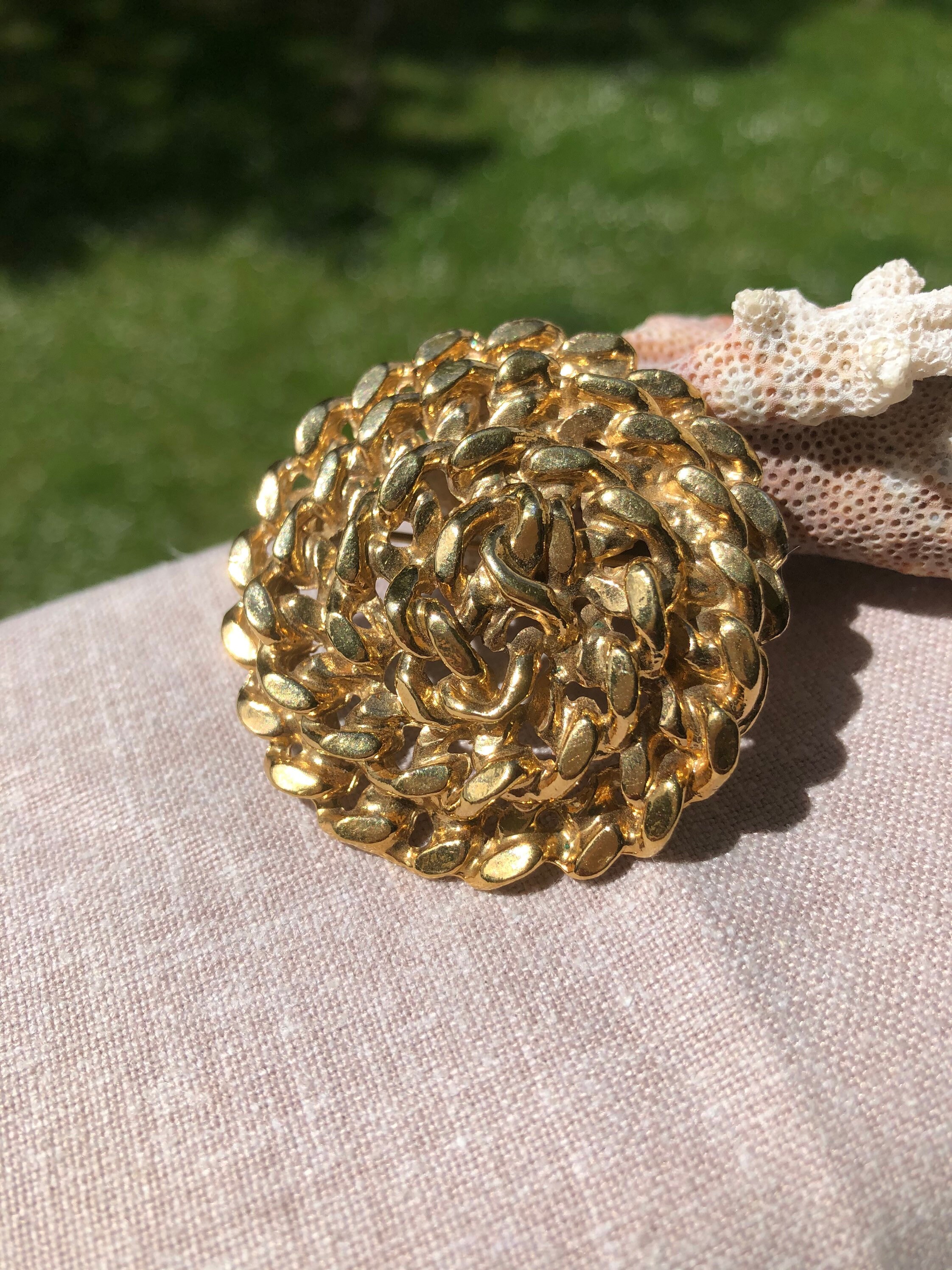 Broche Agatha Paris Dorée Feuille - Pièce Collector 1990