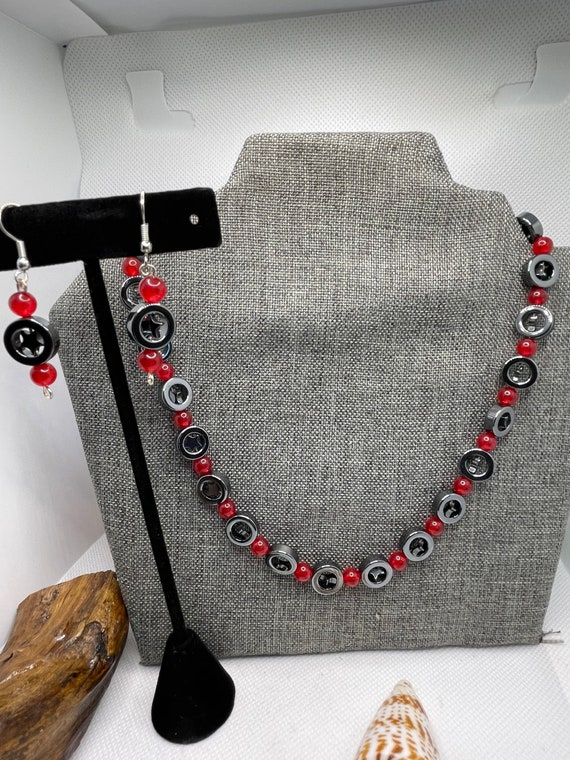 Red Hematite Necklace, Red Coral Jewelry, Red Earring Necklace Set, Red  Coral Necklace, Hematite Necklace for Women, Red Coral Earrings - Etsy