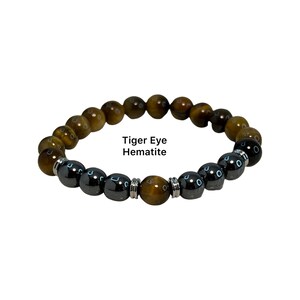 Natural Tiger Eye & Hematite Bracelet: Spiritual Gemstone Accessory for Positive Energy and Protection
