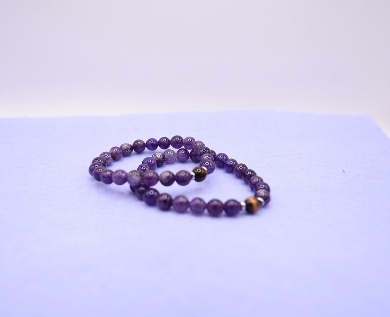 Mens Amethyst Bracelet, Amethyst Healing Stretch Bracelet, Handmade ...