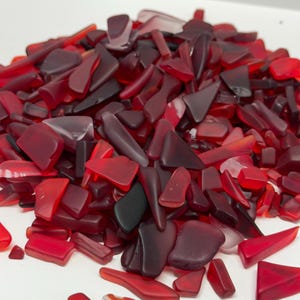Red Tumbled Glass Pieces Small Tiny Fragments Home Decor Art Projects Craft Supplies Bulk