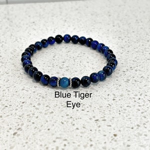 Blue Tiger Eye Stretch Bracelet | 8mm Natural Gemstone Beads | Handmade Jewelry for Strength and Focus