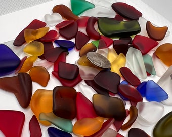 Tumbled Vintage Glass Pieces, Mixed colors for Jewelry making and Mosaics