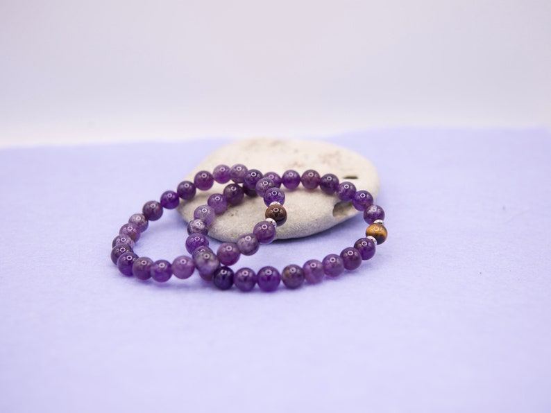 Mens Amethyst Bracelet, Amethyst Healing Stretch Bracelet, Handmade ...