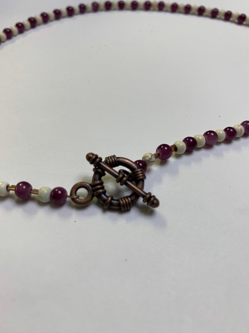 Amethyst necklace with cream color howlite beads