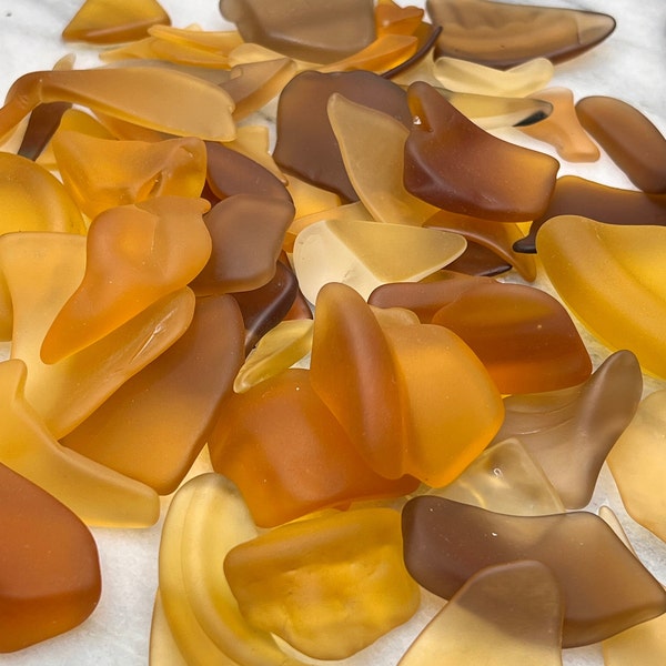 Amber Glass, Jewelry Making Sea Glass, Bulk Glass, Amber Vintage Glass