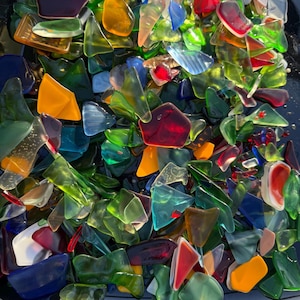 Sea Glass Decor, Mosaic Art, Mixed Sea Glass, Mixed Size of Sea Glass, Tumbled Sea Glass