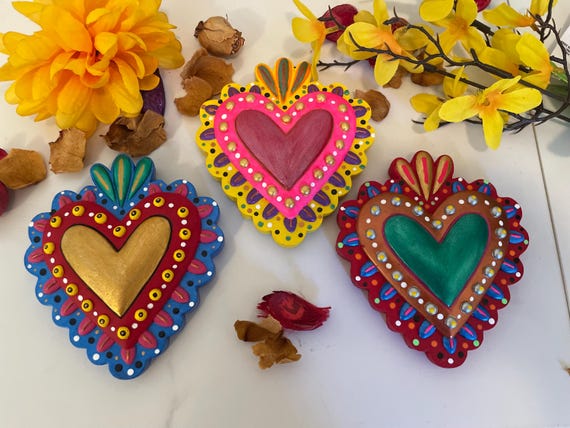 Sacred Heart – Love & Folk Art Hand-painted Mexican Wall Decor
