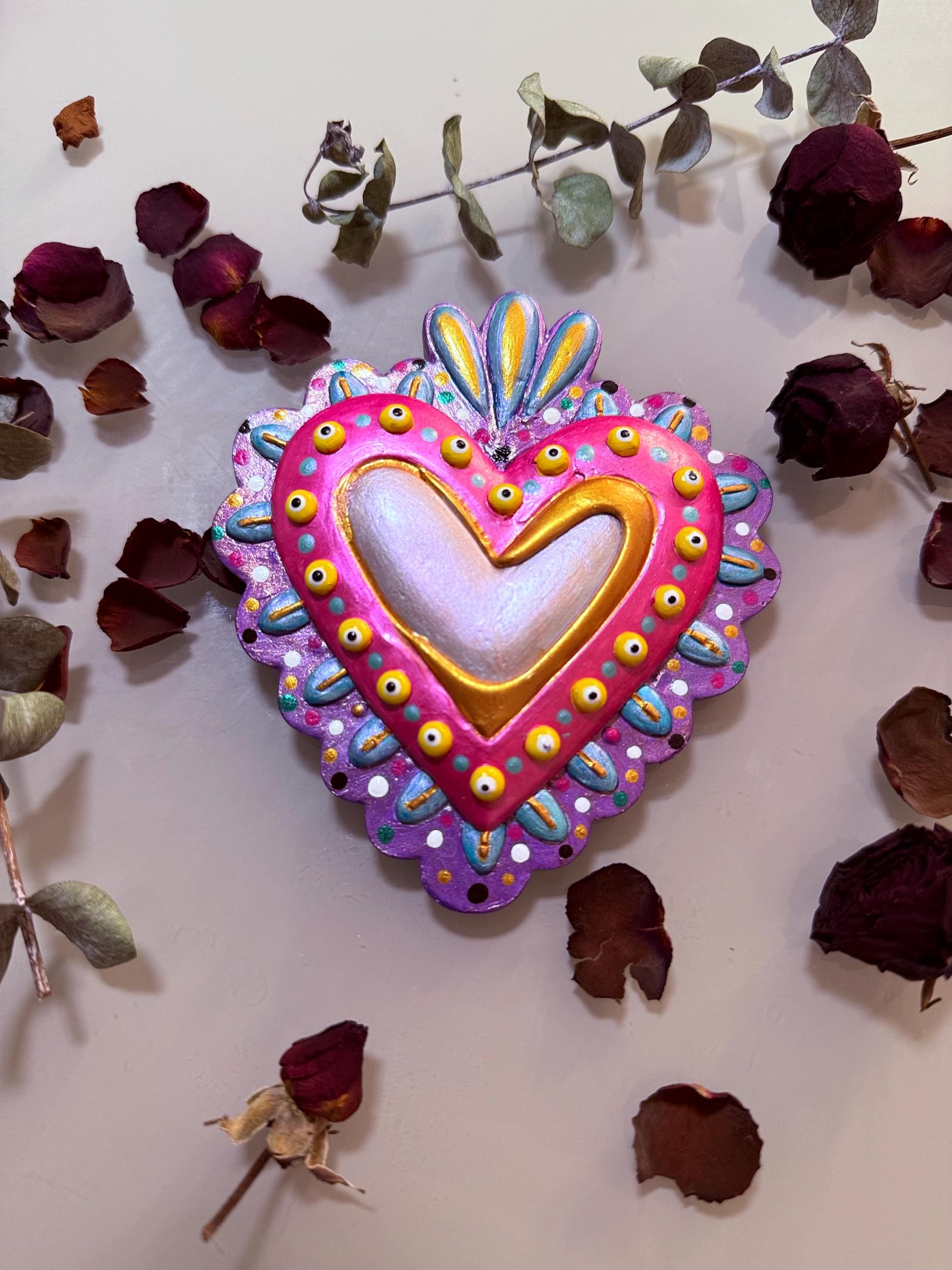 Sacred Heart – Love & Folk Art Hand-painted Mexican Wall Decor