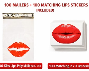 Kiss Lips ポリメーラー 10x13 – ブティックパッケージ、100枚入り