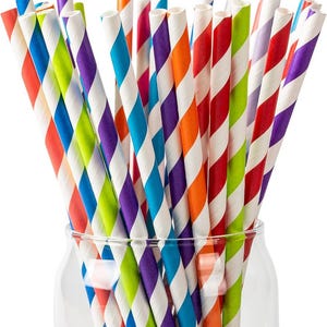 Paper Party Straws, Assorted Colors & Patterns