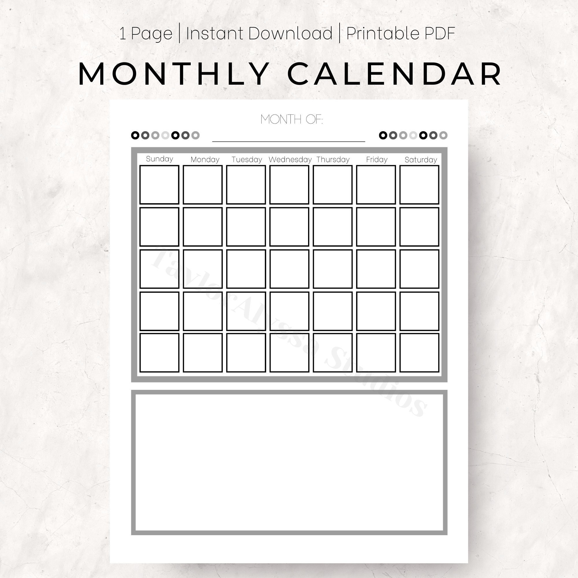 Monthly Calendar Printable | Finance Printable | Monthly Calendar Template | Digital Calendar ...