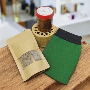 Set de spa hammam marroquí con arcilla de jabón negro orgánico natural y guante exfoliante