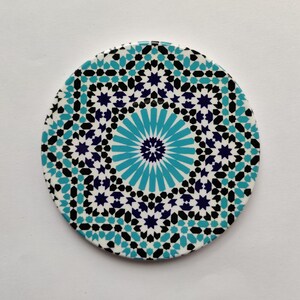 Colourful Elegant shaped Ceramic Moroccan Design Coasters Geometric Mosaic Tiles With Cork Base and Intricate Details Style 2