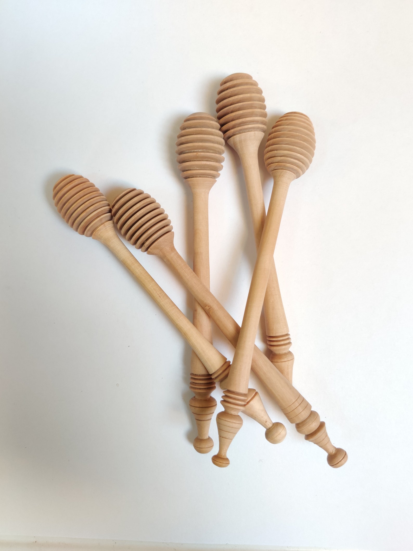 Olive Wood Honey Dipper Dip Drizzler Server Stick Spoon Long Wood Honey ...