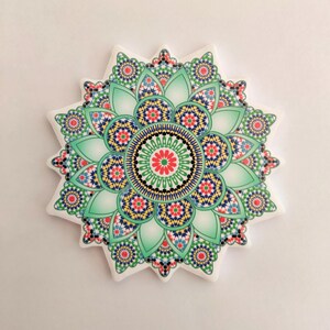 Colourful Elegant shaped Ceramic Moroccan Design Coasters Geometric Mosaic Tiles With Cork Base and Intricate Details Style 5