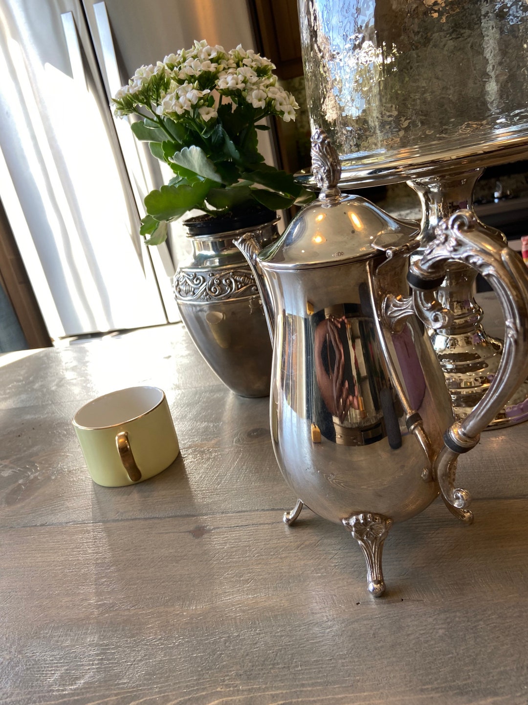 Vintage Silver Teapot in Brass Etsy