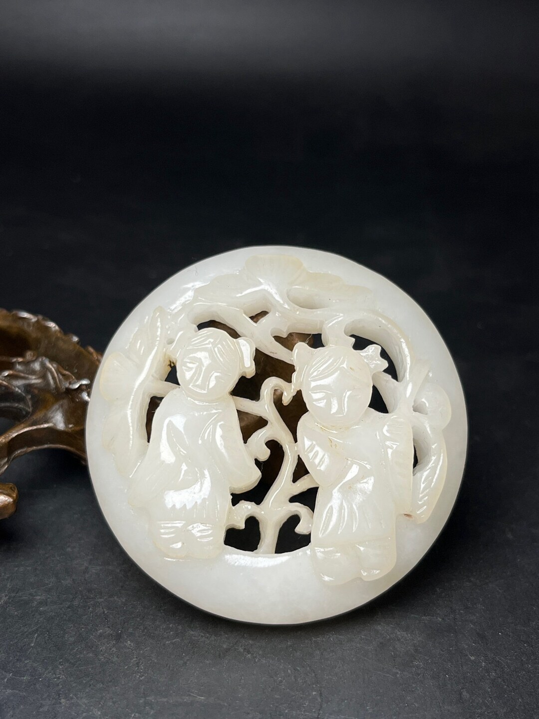 Chinese Antique White Jade Tile Etsy