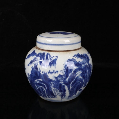 chinese Old Handmade painting Blue white  twig lotus double-happy pattern vase 