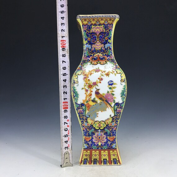 Old Chinese Ceramic Artistic Painting Flowers And Birds Vase Etsy