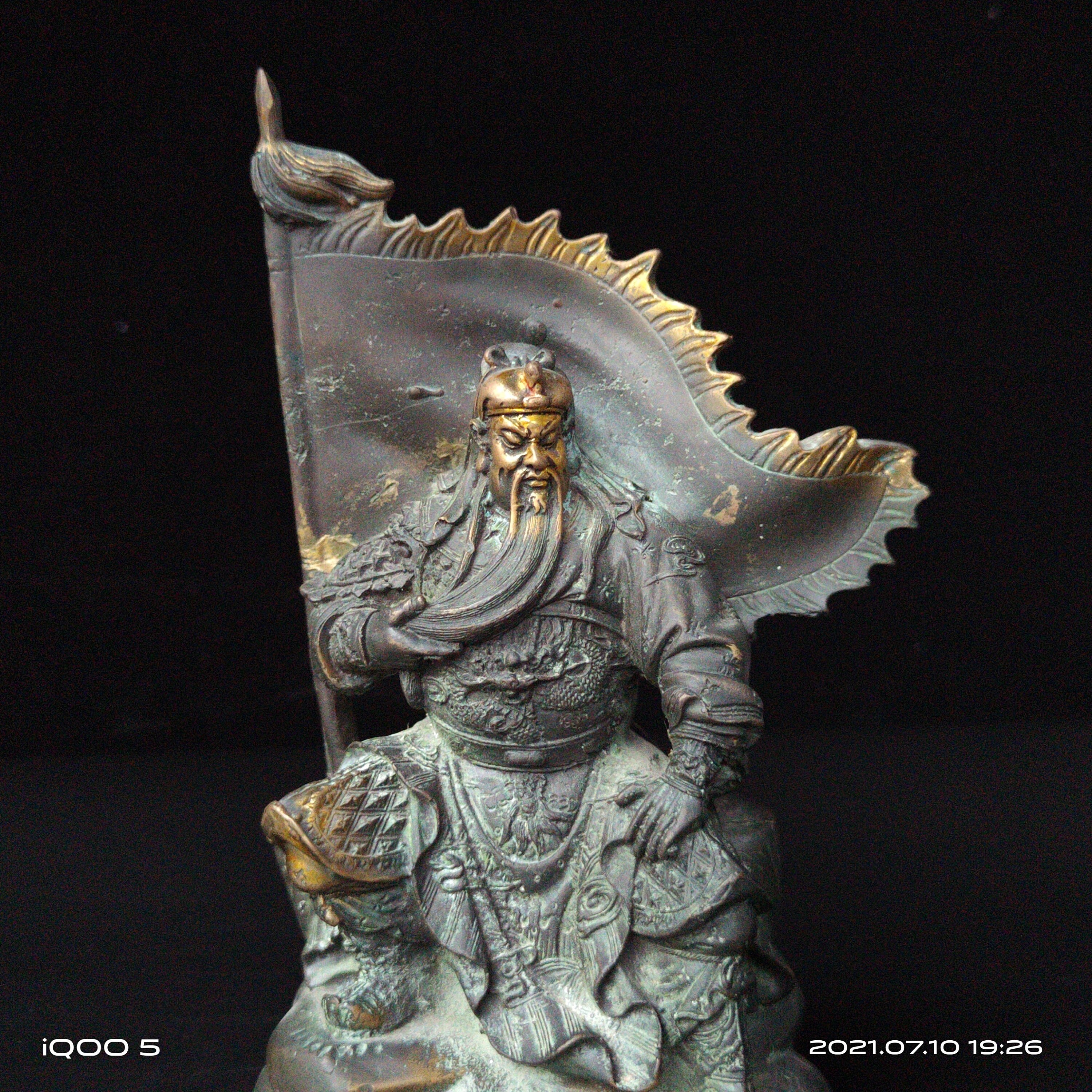 Ancient Chinese pure copper Cloisonne pen holder statue is made by hand